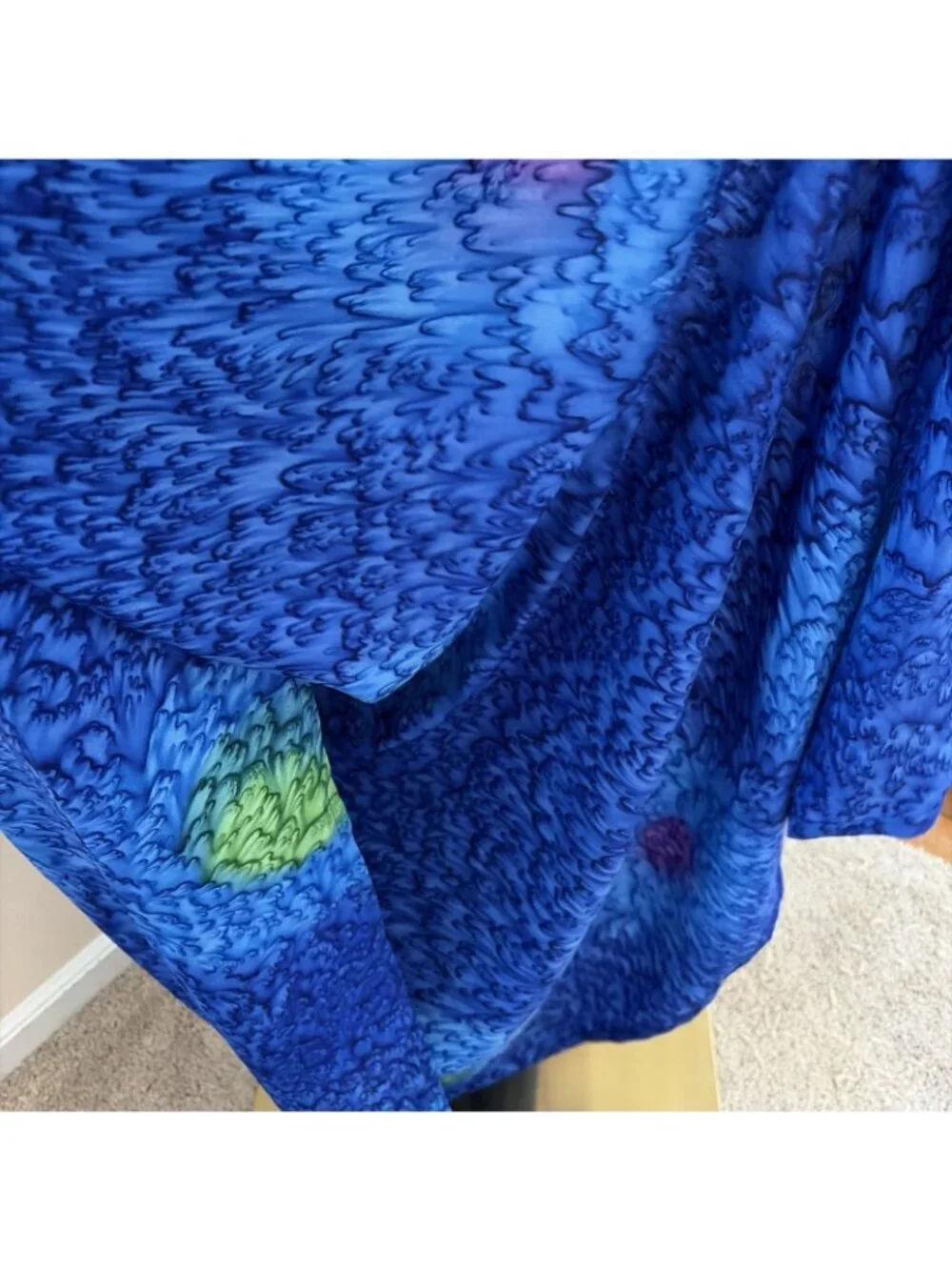 Caribbean Beach Pants Wide Leg Loose Fit Free Size Blue Tie Waist Tropical Tiki